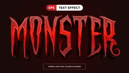 Monster text effect editable horror and scary font style