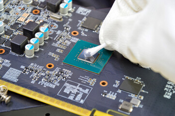 Poster - Image of technician cleaning the CPU chip.
