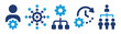 Management icon set. Containing manager, team management and business organization system icons. Vector illustration.