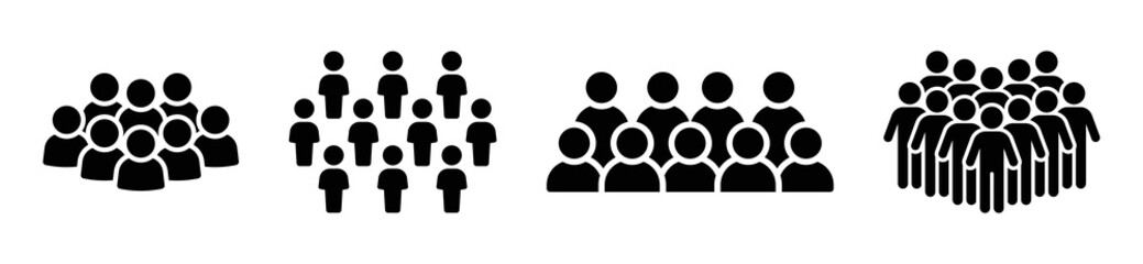 Aufkleber - Crowd icon set. Group of people icon vector illustration. Gathering symbol in black design.