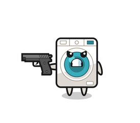 Sticker - the cute washing machine character shoot with a gun