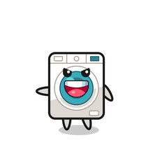 Canvas Print - washing machine cartoon with very excited pose