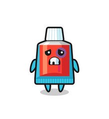 Sticker - injured toothpaste character with a bruised face