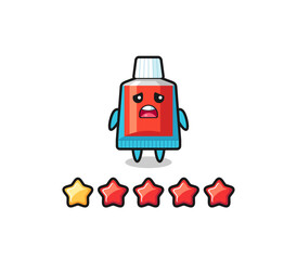 Poster - the illustration of customer bad rating, toothpaste cute character with 1 star