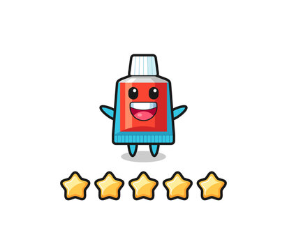 the illustration of customer best rating, toothpaste cute character with 5 stars