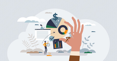 Wall Mural - marketing campaign management with advertising strategy tiny person concept. social media, product o