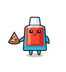 Sticker - cute toothpaste cartoon eating pizza