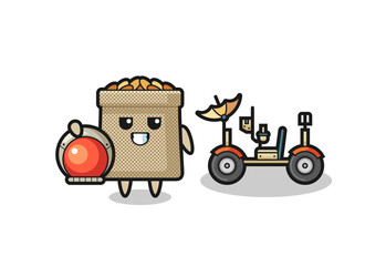 Wall Mural - the cute wheat sack as astronaut with a lunar rover