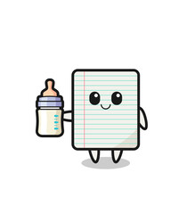 Sticker - baby paper cartoon character with milk bottle