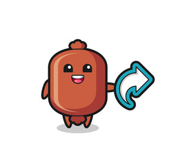 Sticker - cute sausage hold social media share symbol