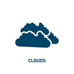 Poster - clouds icon from weather collection. Filled clouds, cloud, communication glyph icons isolated on white background. Black vector clouds sign, symbol for web design and mobile apps