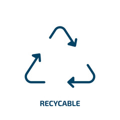 Poster - recycable icon from user interface collection. Filled recycable, eco, recycle glyph icons isolated on white background. Black vector recycable sign, symbol for web design and mobile apps