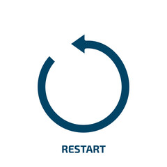Poster - restart icon from user interface collection. Filled restart, arrow, interface glyph icons isolated on white background. Black vector restart sign, symbol for web design and mobile apps