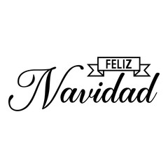 Wall Mural - Banner con frase Feliz Navidad en español manuscrito en listón aislado con líneas