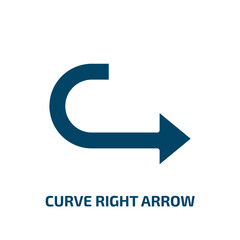 Poster - curve right arrow icon from user interface collection. Filled curve right arrow, arrow, pointer glyph icons isolated on white background. Black vector curve right arrow sign, symbol for web design and