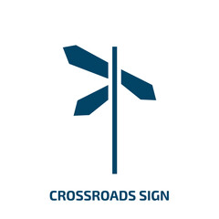Poster - crossroads sign icon from user interface collection. Filled crossroads sign, road, traffic glyph icons isolated on white background. Black vector crossroads sign sign, symbol for web design and mobile