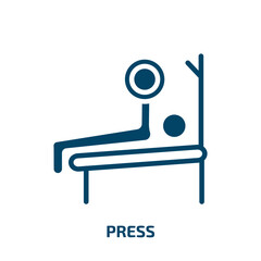 Poster - press icon from gymandfitness collection. filled press, newspaper, simple glyph icons isolated on wh