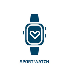 Poster - sport watch icon from gym and fitness collection. Filled sport watch, watch, clock glyph icons isolated on white background. Black vector sport watch sign, symbol for web design and mobile apps