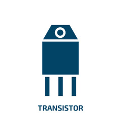 Poster - transistor icon from technology collection. Filled transistor, circuit, chip glyph icons isolated on white background. Black vector transistor sign, symbol for web design and mobile apps