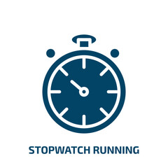 Poster - stopwatch running icon from technology collection. Filled stopwatch running, stopwatch, sport glyph icons isolated on white background. Black vector stopwatch running sign, symbol for web design and