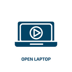 Poster - open laptop icon from technology collection. filled open laptop, screen, notebook glyph icons isolat