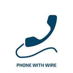 Fototapete - phone with wire icon from technology collection. Filled phone with wire, connection, phone glyph icons isolated on white background. Black vector phone with wire sign, symbol for web design and mobile