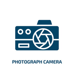 Poster - photograph camera icon from technology collection. Filled photograph camera, photography, camera glyph icons isolated on white background. Black vector photograph camera sign, symbol for web design