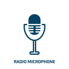 Poster - radio microphone icon from technology collection. Filled radio microphone, sound, radio glyph icons isolated on white background. Black vector radio microphone sign, symbol for web design and mobile