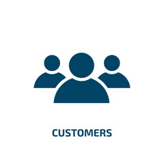 Poster - customers icon from technology collection. Filled customers, business, customer glyph icons isolated on white background. Black vector customers sign, symbol for web design and mobile apps