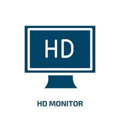 Poster - hd monitor icon from technology collection. Filled hd monitor, video, monitor glyph icons isolated on white background. Black vector hd monitor sign, symbol for web design and mobile apps