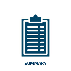 Poster - summary icon from technology collection. Filled summary, report, data glyph icons isolated on white background. Black vector summary sign, symbol for web design and mobile apps