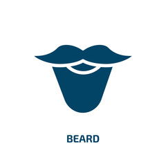 Poster - beard icon from people collection. Filled beard, style, male glyph icons isolated on white background. Black vector beard sign, symbol for web design and mobile apps