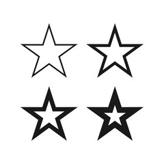 hollow star stroke shape icon set