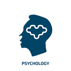 Poster - psychology icon from people collection. Filled psychology, head, human glyph icons isolated on white background. Black vector psychology sign, symbol for web design and mobile apps