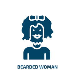 Poster - bearded woman icon from people collection. Filled bearded woman, beard, woman glyph icons isolated on white background. Black vector bearded woman sign, symbol for web design and mobile apps