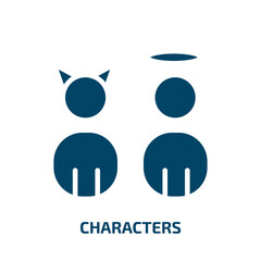 Poster - characters icon from shapes collection. Filled characters, character, human glyph icons isolated on white background. Black vector characters sign, symbol for web design and mobile apps