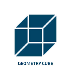 Poster - geometry cube icon from shapes collection. filled geometry cube, block, cube glyph icons isolated on
