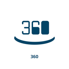 Poster - 360 icon from shapes collection. filled 360, view, rotation glyph icons isolated on white background