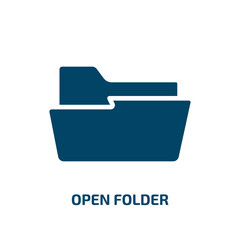 Poster - open folder icon from shapes collection. Filled open folder, archive, folder glyph icons isolated on white background. Black vector open folder sign, symbol for web design and mobile apps