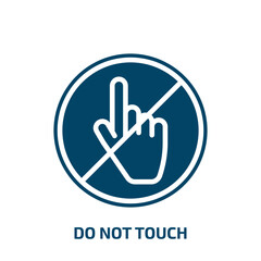 Poster - do not touch icon from signs collection. Filled do not touch, caution, hand glyph icons isolated on white background. Black vector do not touch sign, symbol for web design and mobile apps