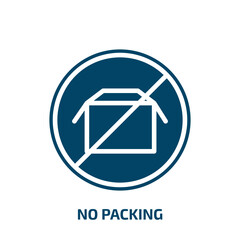 Poster - no packing icon from signs collection. Filled no packing, collection, food glyph icons isolated on white background. Black vector no packing sign, symbol for web design and mobile apps