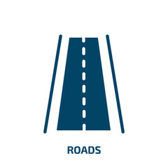 Poster - roads icon from signs collection. Filled roads, road, travel glyph icons isolated on white background. Black vector roads sign, symbol for web design and mobile apps