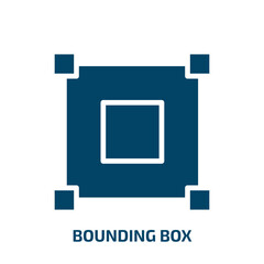 Poster - bounding box icon from geometric figure collection. Filled bounding box, box, bound glyph icons isolated on white background. Black vector bounding box sign, symbol for web design and mobile apps