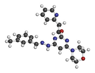 Wall Mural - Apilimod drug molecule (PIKfyve inhibitor), 3D rendering.