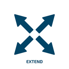 Aufkleber - extend icon from geometry collection. Filled extend, button, arrow glyph icons isolated on white background. Black vector extend sign, symbol for web design and mobile apps