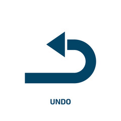 Poster - undo icon from geometry collection. Filled undo, arrow, circle glyph icons isolated on white background. Black vector undo sign, symbol for web design and mobile apps