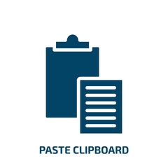 Poster - paste clipboard icon from geometry collection. Filled paste clipboard, clipboard, document glyph icons isolated on white background. Black vector paste clipboard sign, symbol for web design and mobile