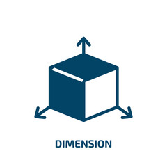 Poster - dimension icon from geometry collection. filled dimension, dimensions, arrow glyph icons isolated on