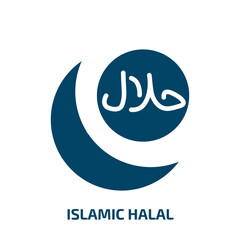 Poster - islamic halal icon from religion collection. Filled islamic halal, islamic, halal glyph icons isolated on white background. Black vector islamic halal sign, symbol for web design and mobile apps