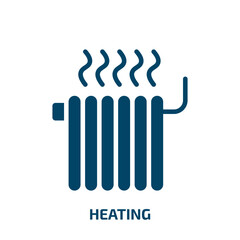 Poster - heating icon from furniture & household collection. Filled heating, technology, electric glyph icons isolated on white background. Black vector heating sign, symbol for web design and mobile apps
